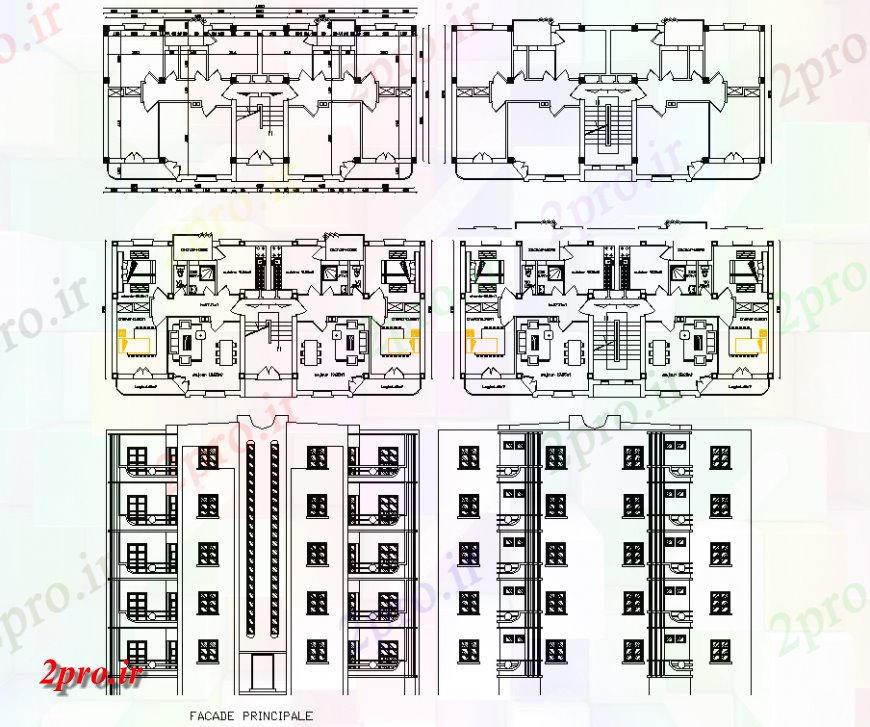 دانلود نقشه مسکونی  ، ویلایی ، آپارتمان  آپارتمان چند طبقه داشتن طرحی 2bhk طراحی  اتوکد (کد141422)