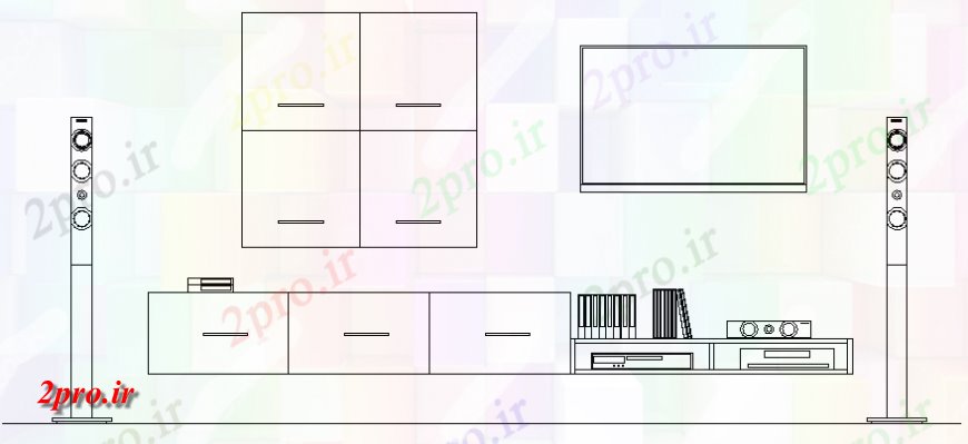 دانلود نقشه طراحی و مبلمان اتاقTV مبلمان اتاق نشیمن واحد  طراحی (کد141438)