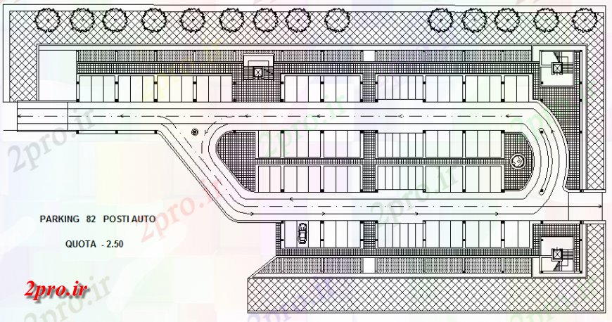 دانلود نقشه بلوک ، آرام ، نماد نمای بالای پارکینگ  جزئیات (کد141445)