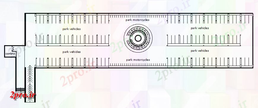 دانلود نقشه بلوک ، آرام ، نماد موتور سیکلت و برنامه ریزی پارکینگ جزئیات 33 در 140 متر (کد141447)