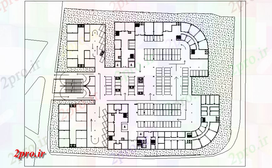 دانلود نقشه بلوک ، آرام ، نماد آپارتمان پارکینگ مسطح 108 در 138 متر (کد141448)