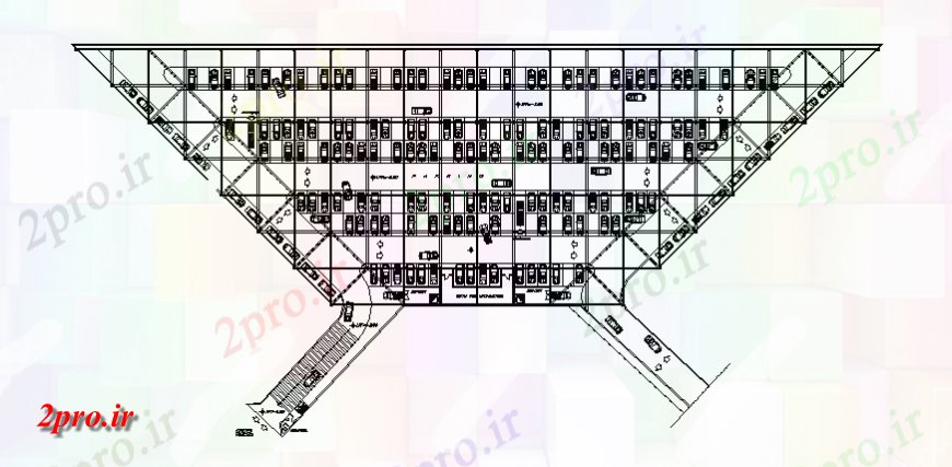 دانلود نقشه بلوک ، آرام ، نماد پارکینگ ساختمان تجاری طراحی 57 در 178 متر (کد141449)