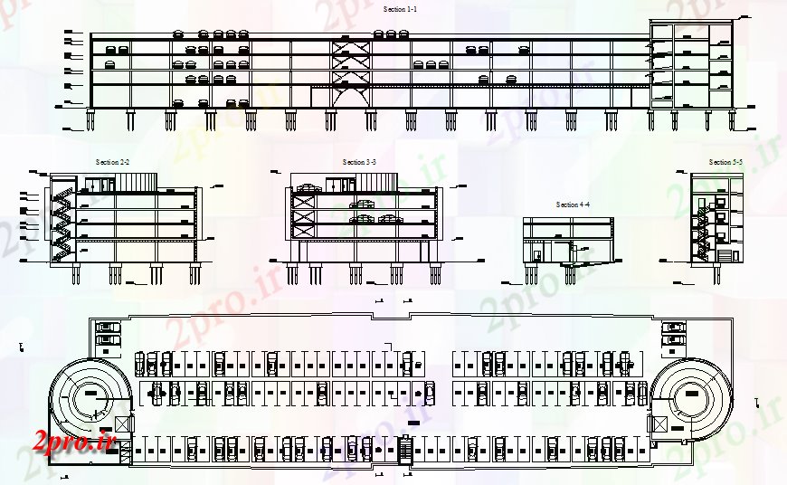 دانلود نقشه بلوک ، آرام ، نماد طرحی پارکینگ و بخش جزئیات (کد141456)