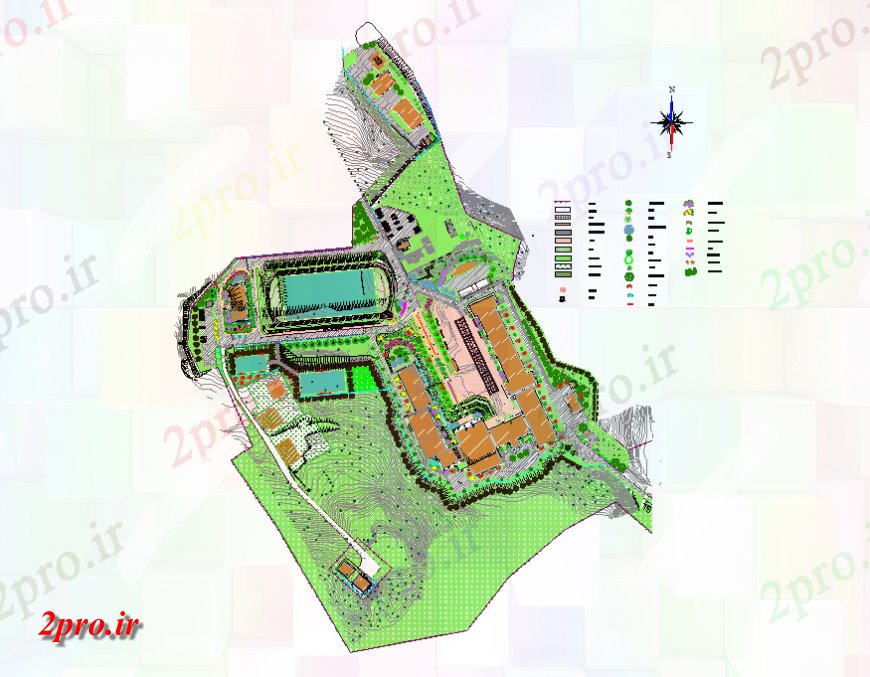 دانلود نقشه دانشگاه ، آموزشکده ، مدرسه ، هنرستان ، خوابگاه - شخصی طراحی محوطه مدرسه و ساختار جزئیات 53 در 134 متر (کد141458)