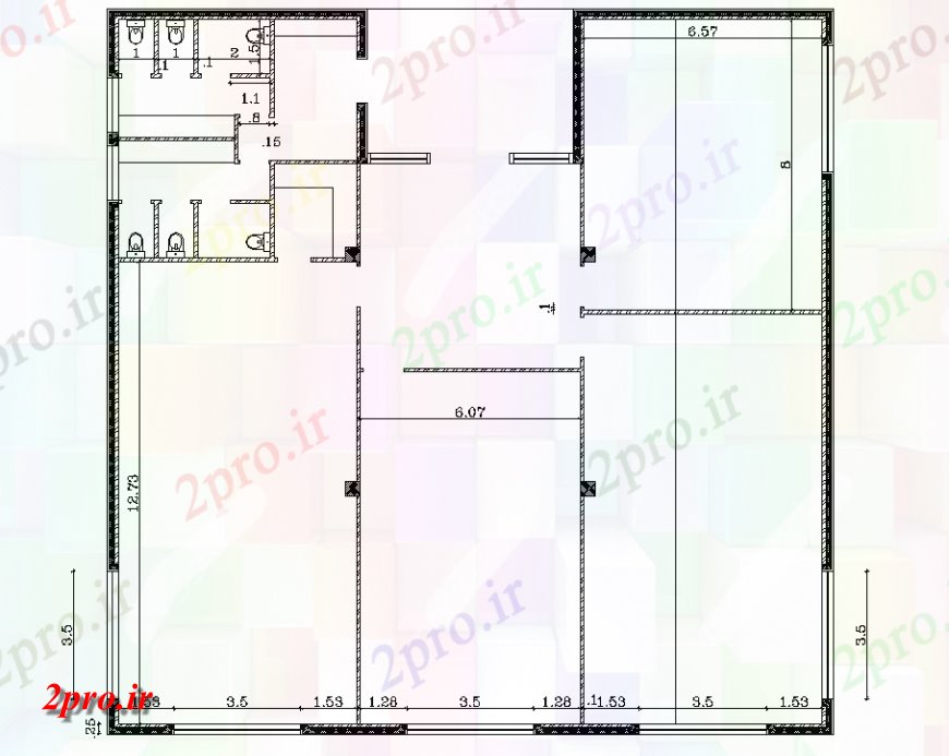 دانلود نقشه ساختمان اداری - تجاری - صنعتی ورودی دفتر جزئیات طراحی طراحی 20 در 20 متر (کد141477)