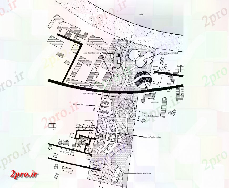 دانلود نقشه  طراحی پارک - محوطه - باغ   طراحی پارک رسانه ها  اتوکد (کد141480)