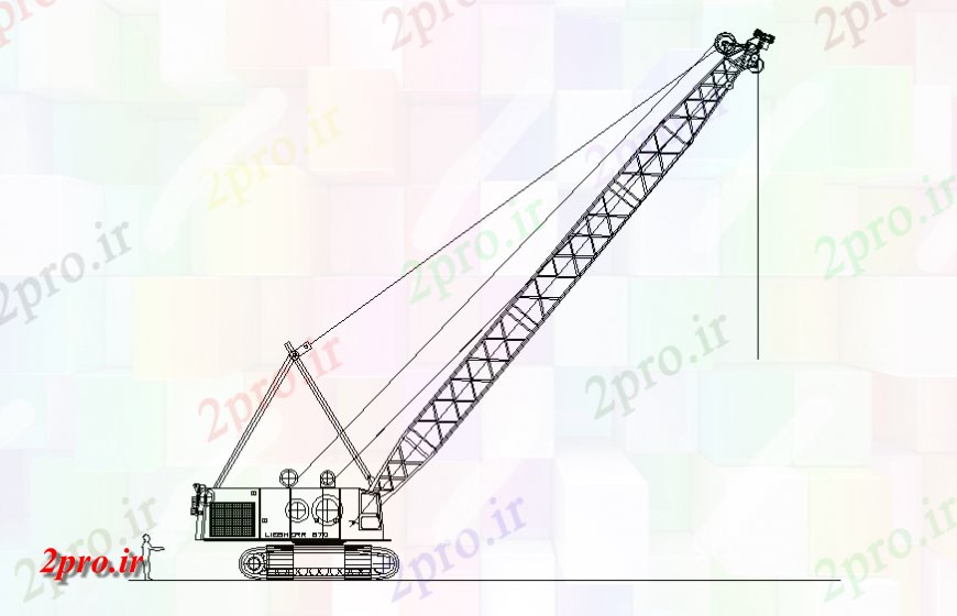 دانلود نقشه بلوک وسایل نقلیه LIEBHERR  سمت جرثقیل نما   (کد141491)