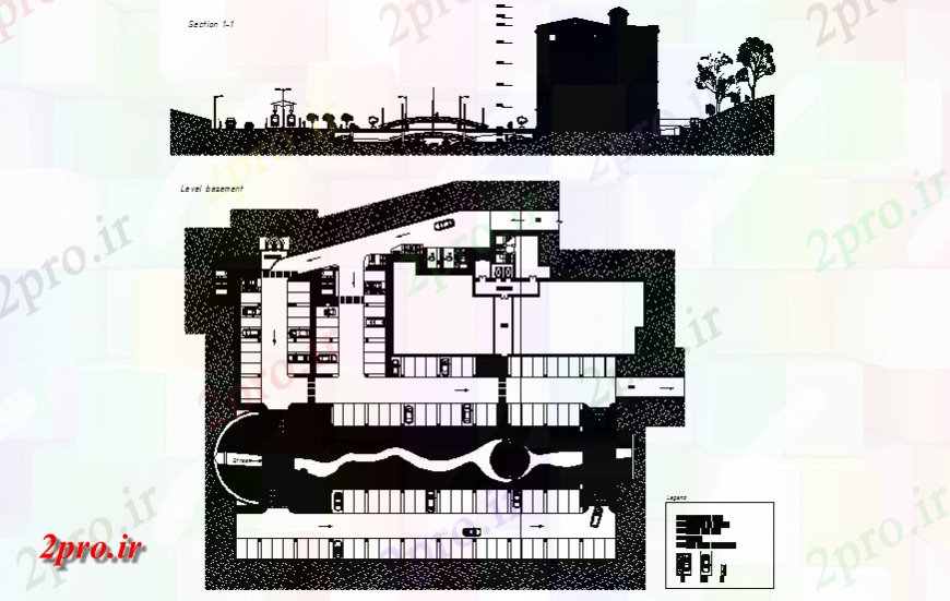 دانلود نقشه بلوک ، آرام ، نماد پارکینگ با طرحی بخش خیابانی و بخش جزئیات (کد141494)