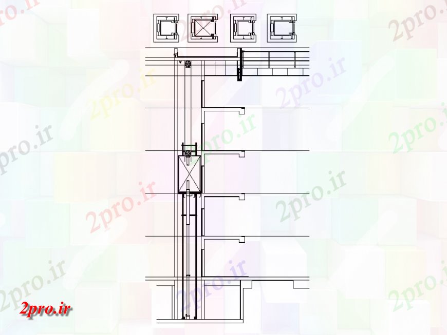 دانلود نقشه  جزئیات آسانسور و   برنامه ماشین  و بخش  طراحی   (کد141496)