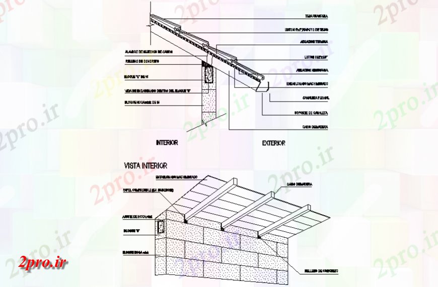 دانلود نقشه طراحی جزئیات تقویت کننده داخلی بخش سقف  جزئیات (کد141503)
