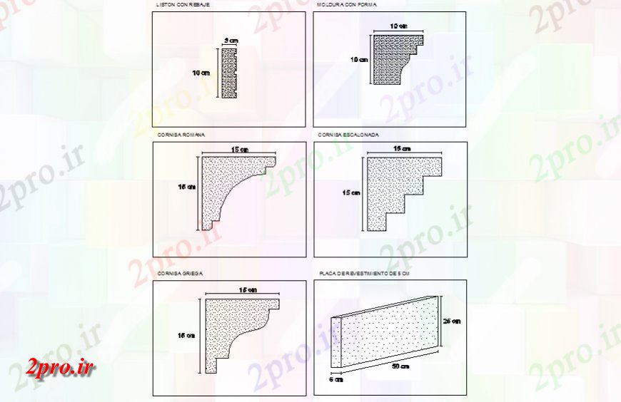 دانلود نقشه بلوک ، آرام ، نماد قالب گیری با شکل 2 د جزئیات (کد141508)