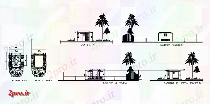 دانلود نقشه مسکونی ، ویلایی ، آپارتمان جعبه های مدار بسته از خانه نما، بخش و طرحی جزئیات 2 در 3 متر (کد141597)