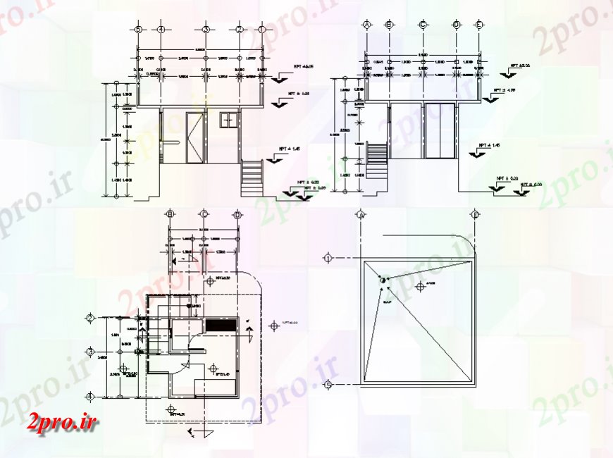 دانلود نقشه مسکونی ، ویلایی ، آپارتمان طرحی خانه فریم یک خانواده و برش جزئیات مقطعی 3 در 4 متر (کد141602)