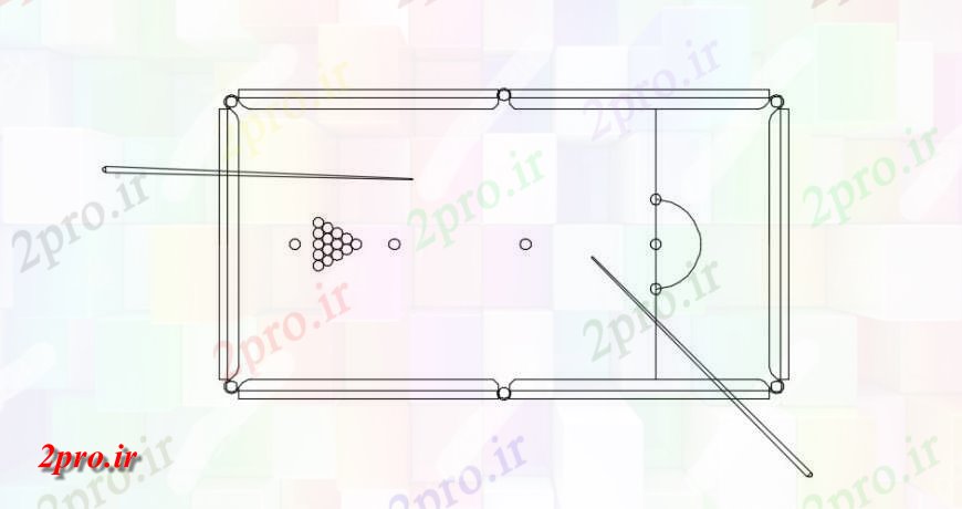 دانلود نقشه بلوک ، آرام ، نماد اسنوکر  جدول بالا طرحی  مدل جزئیات  (کد141619)