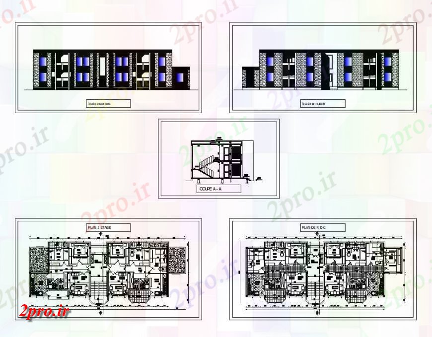 دانلود نقشه هتل - رستوران - اقامتگاه  نما، بخش و طرحی خوابگاه ساختار ساختمان  طرحی ساخت و ساز اتوکد (کد141673)