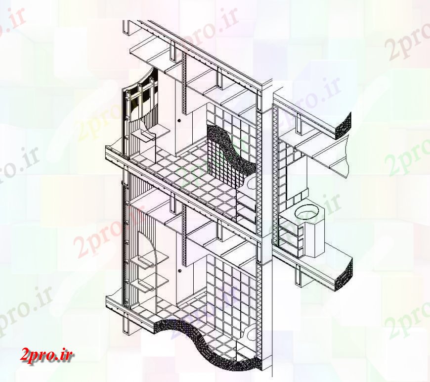 دانلود نقشه جزئیات ساخت و ساز بخش خانه طرحی  دو بعدی    بلوک ساختاری اتوکد (کد141677)