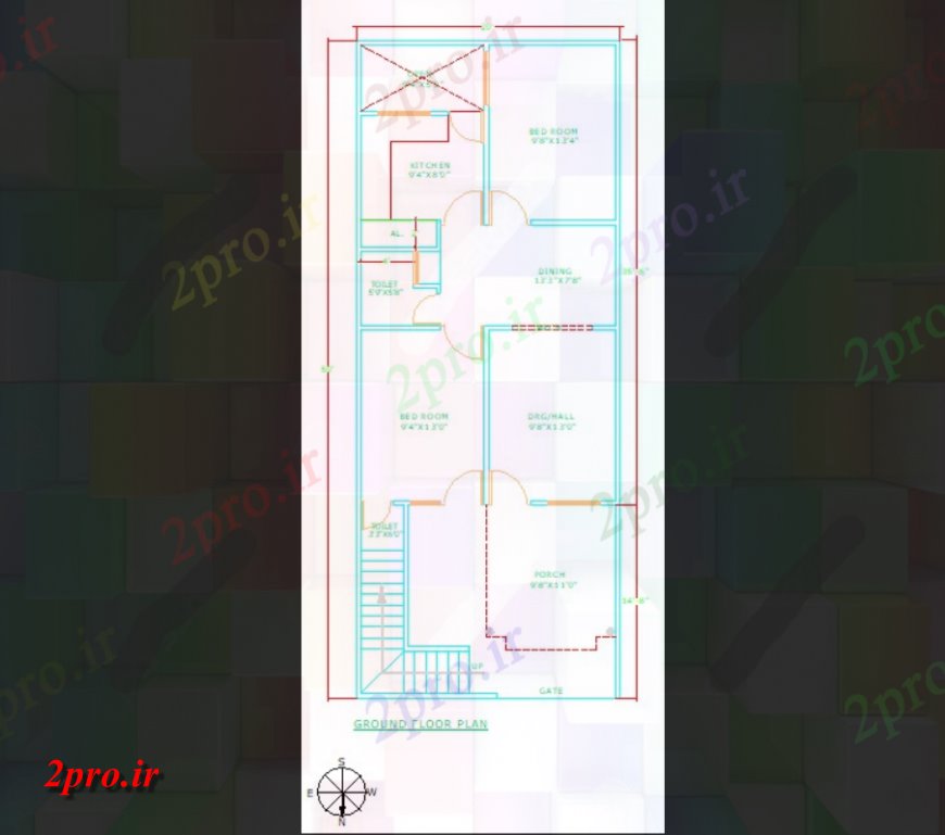 دانلود نقشه مسکونی  ، ویلایی ، آپارتمان  خانه ردیف طبقه همکف طراحی  (کد141681)