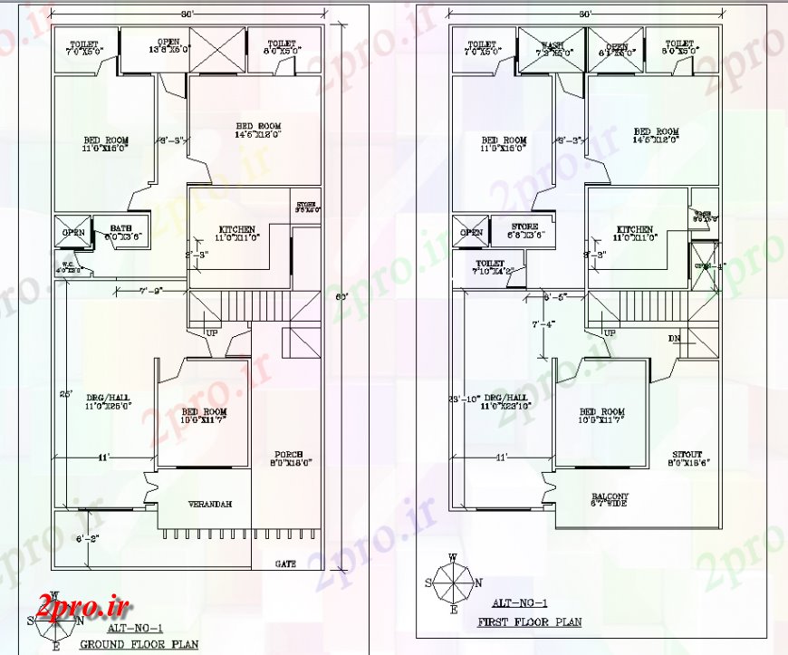 دانلود نقشه مسکونی ، ویلایی ، آپارتمان طبقه همکف و اول طراحی طبقه از یک ویلا اتوکد 9 در 18 متر (کد141686)