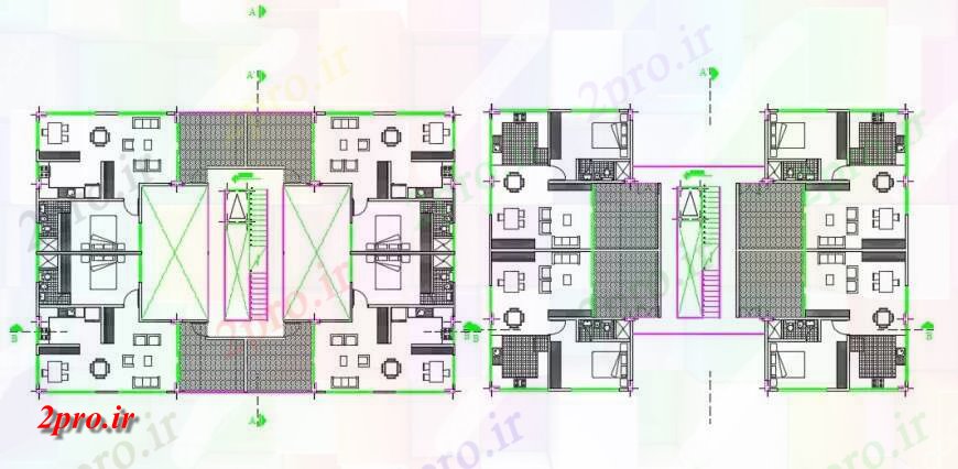 دانلود نقشه هتل - رستوران - اقامتگاه هتل های معماری بالا طراحی جزئیات 16 در 24 متر (کد141696)