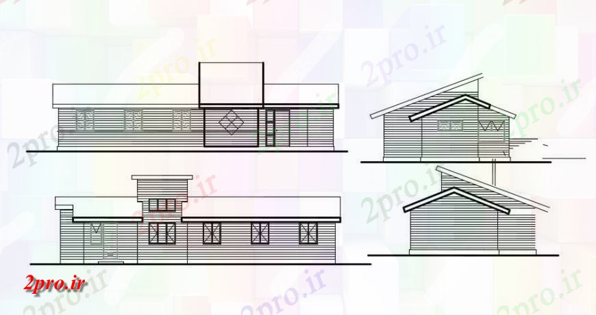 دانلود نقشه مسکونی ، ویلایی ، آپارتمان مدل خانه دو بعدی نما دیدگاه 4 در 6 متر (کد141703)