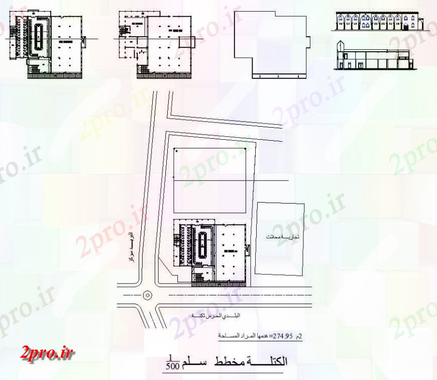 دانلود نقشه کلیسا - معبد - مکان مذهبی طرحی ساختمان مسجد و نما طرحی ساختار 27 در 31 متر (کد141704)