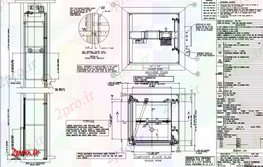دانلود نقشه  جزئیات آسانسور و    طراحی  اتوکد (کد141722)