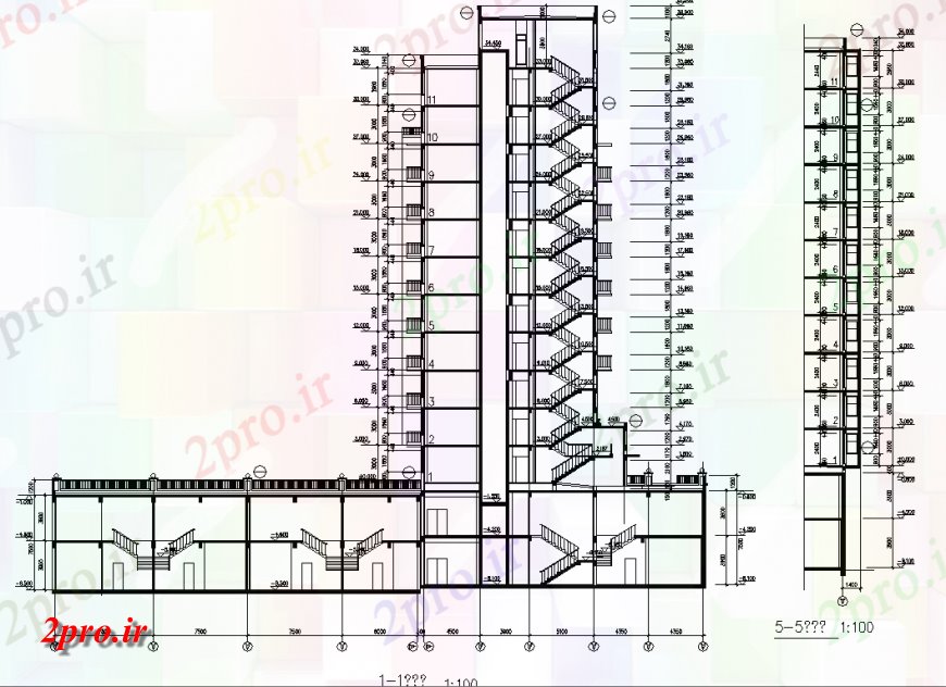 دانلود نقشه مسکونی ، ویلایی ، آپارتمان بخش آپارتمان چند طبقه طراحی 15 در 26 متر (کد141811)