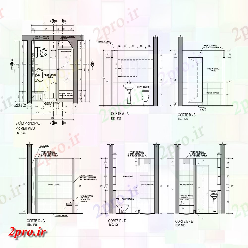 دانلود نقشه بلوک های بهداشتی طرحی توالت بهداشتی و بخش دو بعدی  ساختار    چیدمان اتوکد (کد141839)