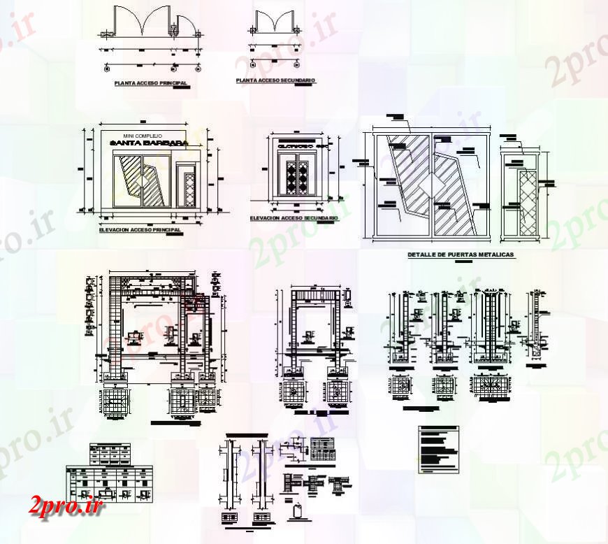 دانلود نقشه جزئیات ساخت و ساز درب و دیگر جزئیات ساختاری بلوک سازنده طرحی بندی   (کد141841)