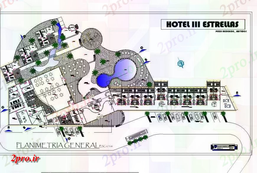 دانلود نقشه هتل - رستوران - اقامتگاه اولین هتل طبقه برنامه ریزی اتوکد 19 در 109 متر (کد141949)