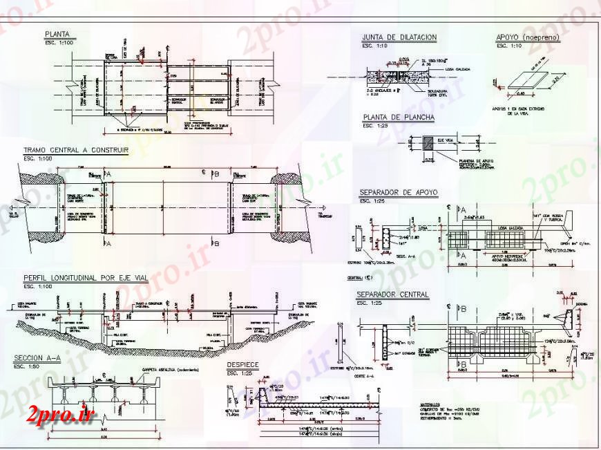 دانلود نقشه جزئیات ساخت پل پیش تاکید بخش پل برنامه ریزی  (کد141969)