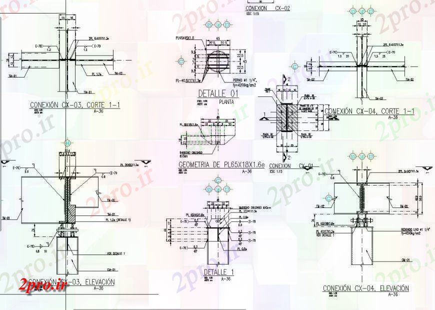 دانلود نقشه طراحی جزئیات تقویت کننده اتصالات فلزی بخش طرحی  چیدمان (کد141992)