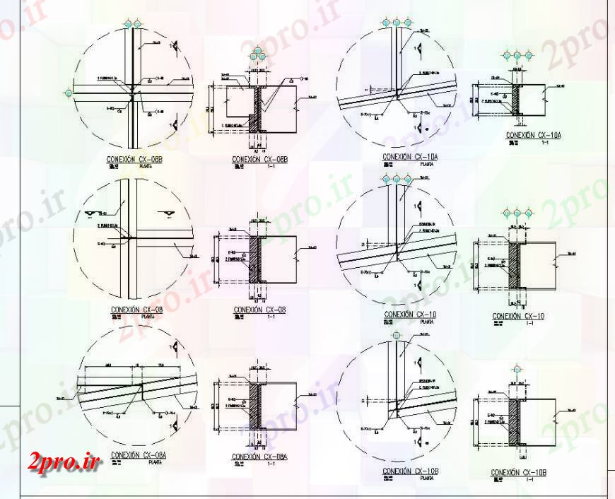 دانلود نقشه جزئیات ساخت و ساز بخش فلز اتصال  (کد142002)