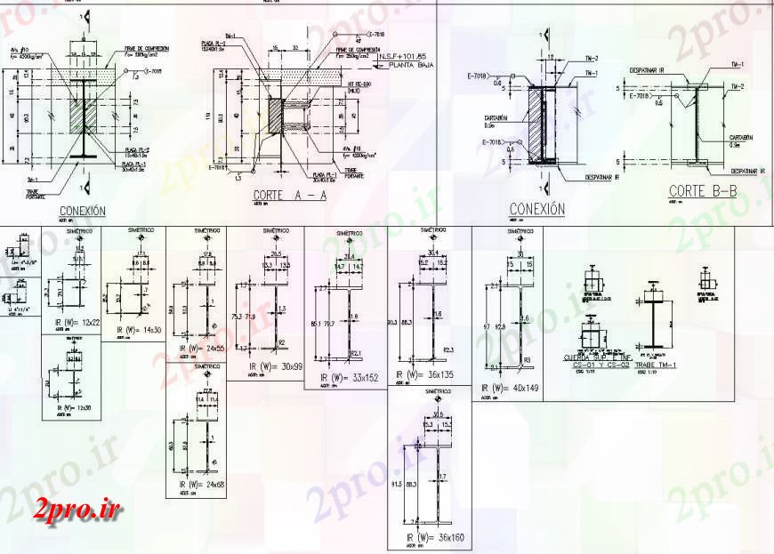 دانلود نقشه جزئیات ساخت و ساز فلز سازه ، قسمت های طرح (کد142005)
