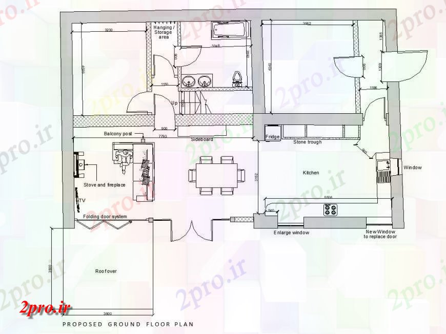 دانلود نقشه مسکونی  ، ویلایی ، آپارتمان  طبقه همکف پیشنهادی برنامه ریزی خانه  (کد142020)