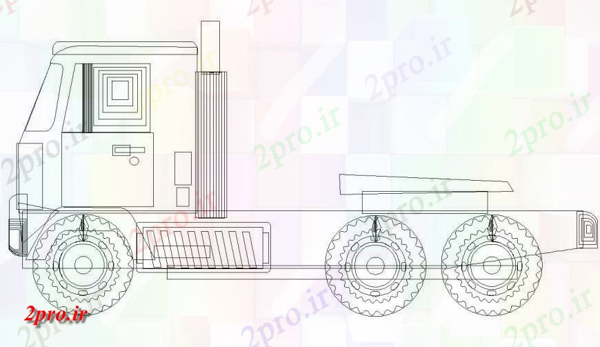 دانلود نقشه بلوک وسایل نقلیه کوتاه جزئیات کامیون بلوک  (کد142053)