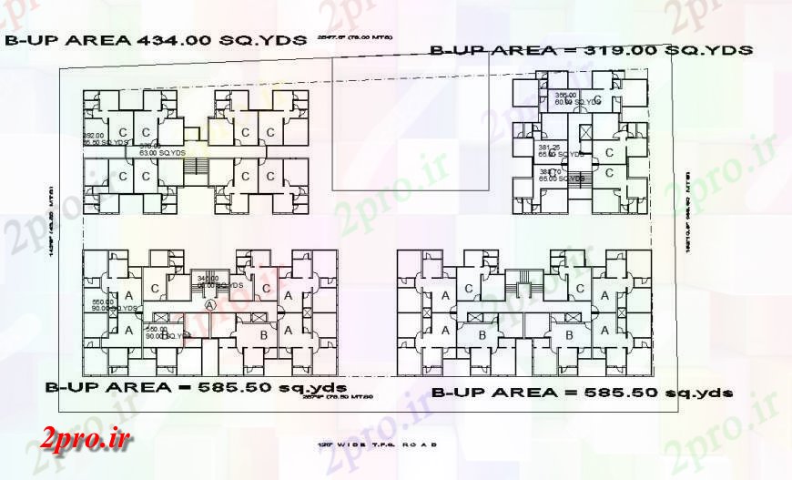 دانلود نقشه مسکونی  ، ویلایی ، آپارتمان  منطقه ساخته  434 SQYDS ساخت خانه جزئیات (کد142058)