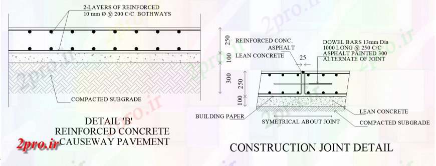 دانلود نقشه طراحی جزئیات تقویت کننده آرمه جزئیات آسفالت جاده بتن  اتوکد (کد142065)