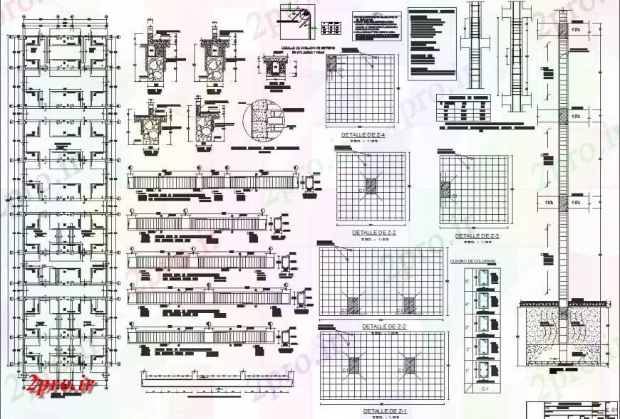 دانلود نقشه جزئیات ساخت و ساز جزئیات پایه و اساس ساختمان  اتوکد (کد142081)