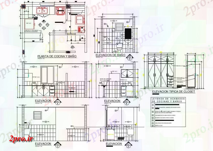 دانلود نقشه آشپزخانه طرحی و نما طرحی آشپزخانه  (کد142112)