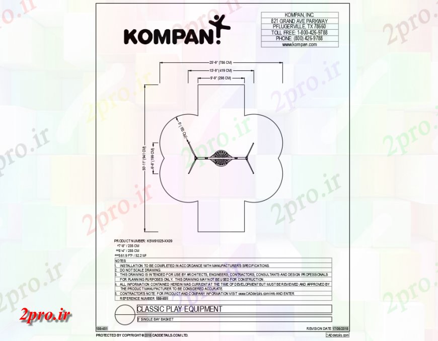 دانلود نقشه باغ نمای بالای تجهیزات بازی کلاسیک برای کودکان  (کد142224)