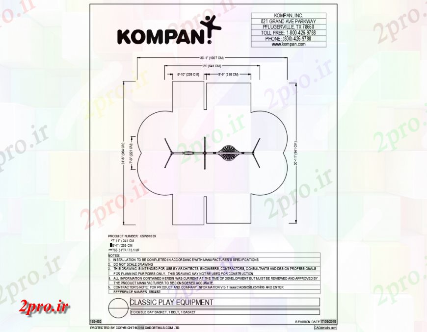 دانلود نقشه باغ بازی های کلاسیک جزئیات جزء Kompan از باغ  (کد142225)