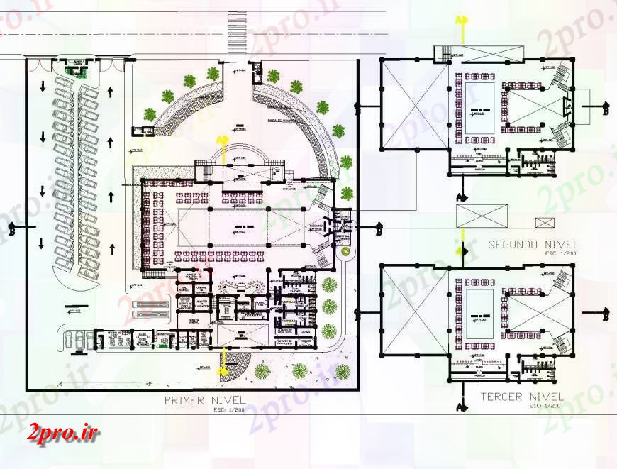 دانلود نقشه ساختمان اداری - تجاری - صنعتی دیسکو باشگاه 28 در 45 متر (کد142282)