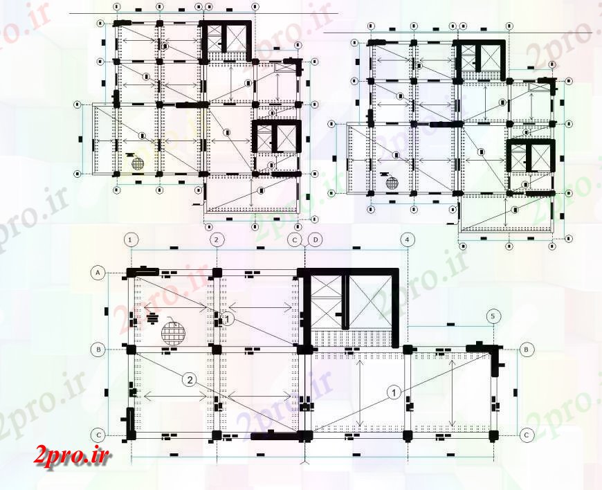 دانلود نقشه ساختمان اداری - تجاری - صنعتی ساخت طرحی جزئیات 25 در 31 متر (کد142300)