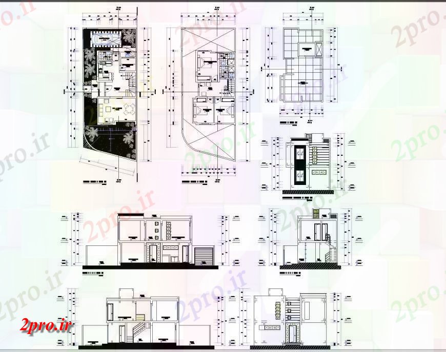 دانلود نقشه مسکونی  ، ویلایی ، آپارتمان  دو طبقه آپارتمان    (کد142315)