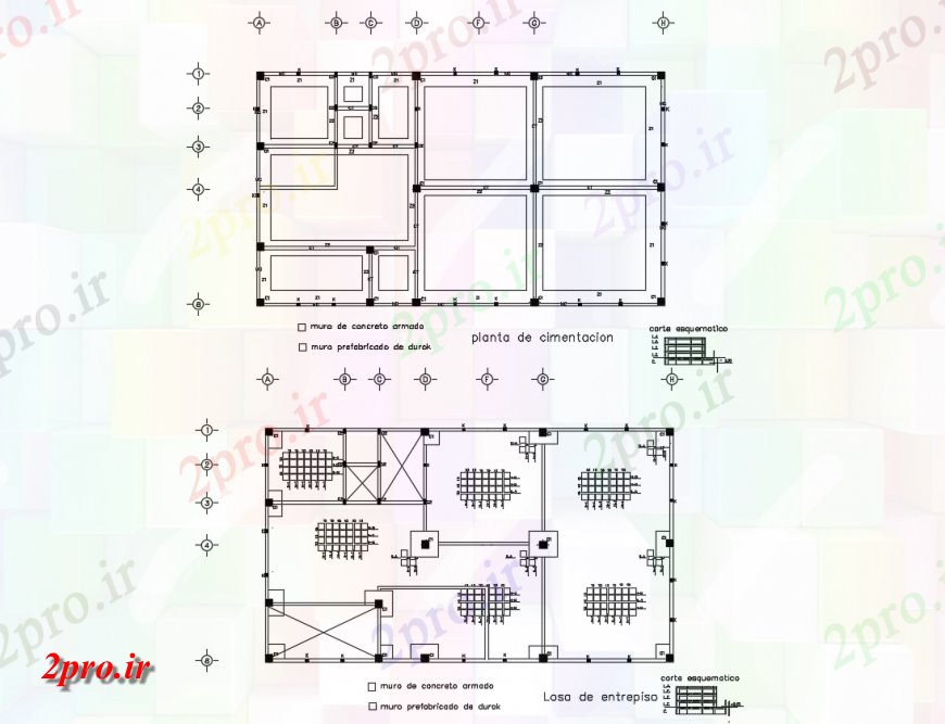 دانلود نقشه جزئیات پله و راه پله  نمای ایزومتریک از دنده دال جزئیات بخش (کد142350)