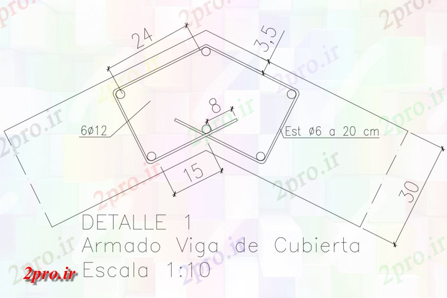 دانلود نقشه طراحی جزئیات تقویت کننده پرتو با  مسلحانه با طراحی زاویه ای (کد142354)
