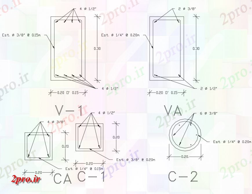 دانلود نقشه طراحی جزئیات تقویت کننده باران مجبور طراحی بتن با  طرح (کد142363)