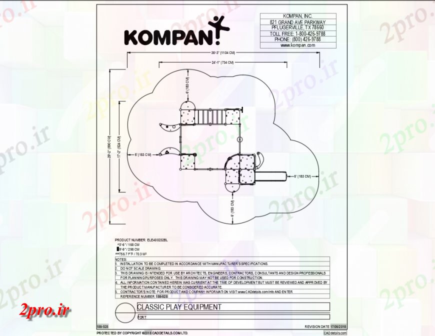 دانلود نقشه باغ فورت پله جزئیات تجهیزات جانبی پلیکی بازی باغ  (کد142397)