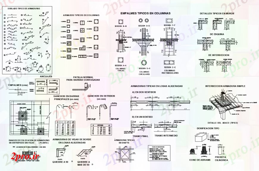 دانلود نقشه طراحی جزئیات ساختار ساختار طرحی مجلس ستون و قلاب  با  مقطعی (کد142413)